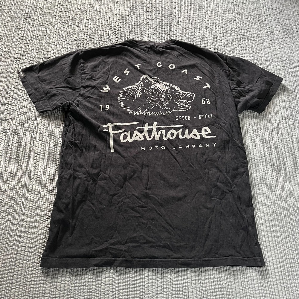 Fasthouse 1968 West Coast Bear Moto Co T-Shirt Black Men's Large Graphic Tee